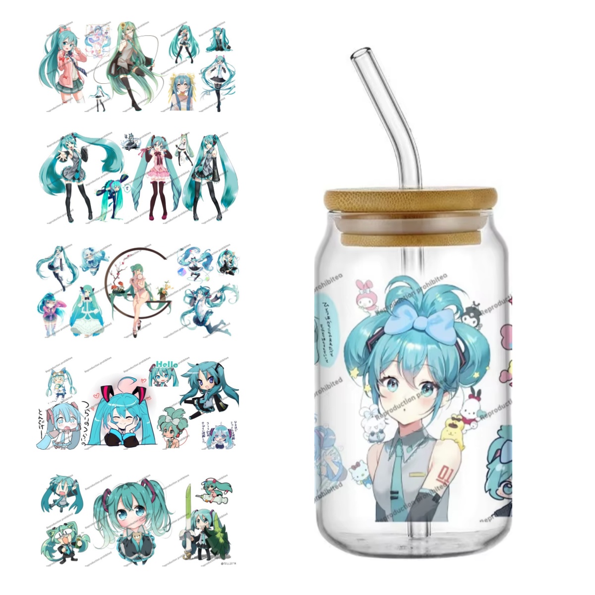 Rdta Tank Glass - Hatsune Miku UV DTF Becherummantelung 16oz